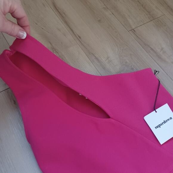 Superdown Nava Cut Out One Shoulder Pink Mini Dress Size S NWT Party Homecoming - Picture 10 of 14